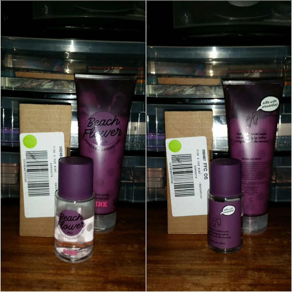 3pc VS PINK Beach Flower lotion and 2 mists